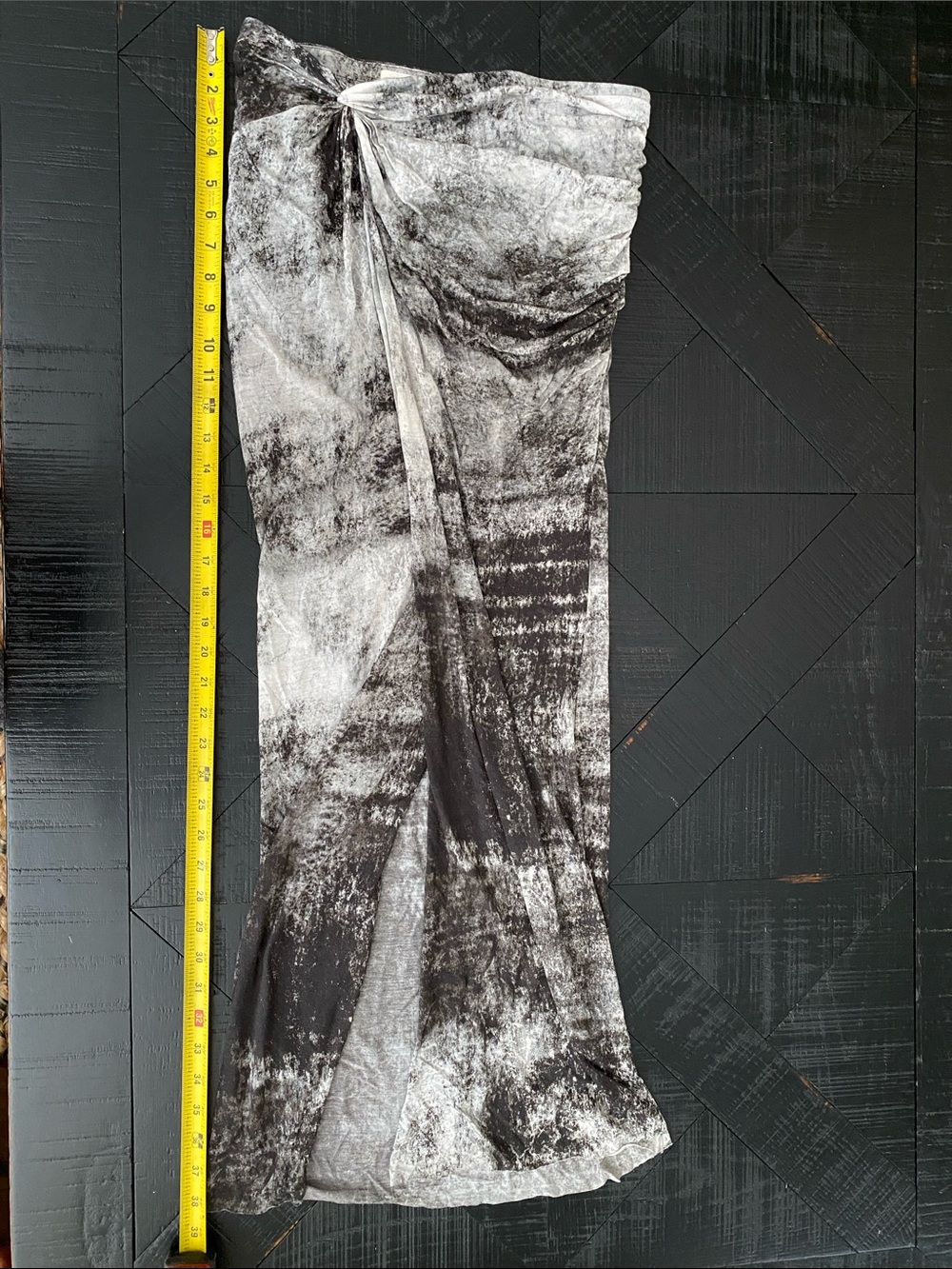 Helmut Lang Black & Gray Abstract Tie-Waist Maxi Skirt